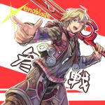  blonde_hair blue_eyes monado one_eye_closed pointing shulk sword tarou_(mozukusanwakamesan) weapon xenoblade 