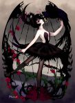  ahoge ballerina ballet ballet_slippers bare_shoulders black_hair princess_kraehe princess_tutu red_eyes rue_(princess_tutu) tutu 