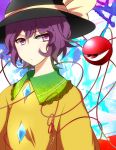 1girl bow bust cosplay hat hat_bow knbilove komeiji_koishi komeiji_koishi_(cosplay) komeiji_satori purple_hair solo third_eye touhou violet_eyes 
