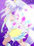  1girl bare_shoulders blush bow cure_fortune earrings elbow_gloves gloves hair_bow hair_ornament happinesscharge_precure! heart_hair_ornament hikawa_iona innocent_form_(happinesscharge_precure!) jewelry lips long_hair magical_girl ponytail precure purple_hair skirt smile solo star star_earrings tj-type1 violet_eyes white_gloves 