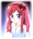  1girl arms_behind_back blush bow child hair_bow hairband leinqchqn long_hair looking_at_viewer love_live!_school_idol_project nishikino_maki redhead smile solo violet_eyes younger 