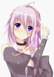  1girl ahoge bust detached_sleeves head_tilt highres ia_(vocaloid) index_finger_raised long_hair looking_at_viewer nagisa_otoha pink_hair smile solo violet_eyes vocaloid 