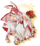  1girl breasts cleavage cleavage_cutout clover commentary_request earrings elphelt guilty_gear guilty_gear_xrd hyakuhachi_(over3) jewelry orippa solo veil 