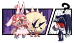  chabo_(pmajpmaj) chibi commentary_request elphelt guilty_gear guilty_gear_xrd gun ramlethal_valentine valentine_(guilty_gear) wavy_mouth weapon 