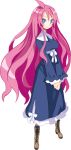  1girl ahoge artina blue_dress blue_eyes boots cross-laced_footwear disgaea dress harada_takehito lace-up_boots long_hair makai_senki_disgaea_4 official_art pink_hair smile solo standing very_long_hair 