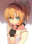 1girl blonde_hair blue_eyes choker dress edna_(tales) gloves jewelry parasol pendant side_ponytail single_glove solo tales_of_(series) tales_of_zestiria umbrella 
