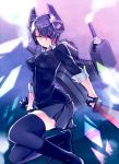  1girl cardigan eyepatch gloves kantai_collection necktie short_hair solo sword tenryuu_(kantai_collection) unabara_misumi weapon yellow_eyes 