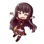  1girl ^_^ aoki_hagane_no_arpeggio arpeggio_of_blue_steel brown_hair chibi closed_eyes long_hair looking_at_viewer maya_(aoki_hagane_no_arpeggio) open_mouth outstretched_arms pensuke smile solo spread_arms 