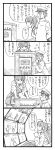  4koma admiral_(kantai_collection) bbb_(friskuser) comic hat headset heart highres japanese_clothes kaga_(kantai_collection) kantai_collection mamiya_(kantai_collection) monitor monochrome multiple_girls muneate peaked_cap radio side_ponytail simple_background translation_request 