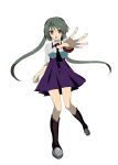  1girl alternate_eye_color alternate_hair_color green_hair hatsune_miku long_hair marirero_a red_eyes solo twintails very_long_hair vocaloid 