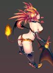  1girl ass breasts character_request cleavage demon_girl demon_horns demon_wings fire g_otto highres horns looking_at_viewer lucent_heart red_eyes redhead short_hair solo tail thigh-highs twintails wings 