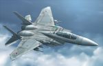  1boy airplane clouds commentary f-15 fighter_jet flying from_above japan_air_self-defense_force jet missile original signature solo zephyr164 