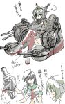  2girls black_hair comic cosplay costume_switch crossed_arms gloves hat headgear kai_(akamekogeme) kantai_collection kiso_(kantai_collection) kiso_(kantai_collection)_(cosplay) long_hair multiple_girls nagato_(kantai_collection) nagato_(kantai_collection)_(cosplay) school_uniform serafuku translation_request 