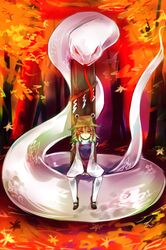  1girl blonde_hair forest giant_snake kozuki_kai mary_janes mishaguji moriya_suwako nature red_eyes shoes short_hair sitting_on_animal snake touhou wide_sleeves yellow_eyes 