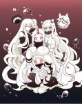  4girls aircraft_carrier_oni black_panties breasts claws gauntlets horn horns huge_breasts kantai_collection long_hair masuraoburi midway_hime mittens multiple_girls northern_ocean_hime one_eye_closed panties red_eyes seaport_hime shinkaisei-kan sitting underwear very_long_hair white_hair white_skin 