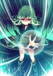  1girl black_dress curly_hair dress floating green_eyes green_hair onepunch_man reia solo tatsumaki 