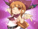  brown_hair horns ibuki_suika noya orange_hair touhou wink 