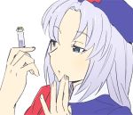  cork face hands hat katou_haruaki long_hair silver_hair test_tube touhou yagokoro_eirin 