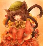  chen flower hinagawa-mei multiple_tails red tail touhou 