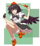  black_wings camera geta hat ibo red_eyes shameimaru_aya short_hair tengu-geta tokin_hat touhou wings 