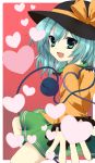  etou_(cherry7) eyeball green_eyes hat heart heart_of_string highres komeiji_koishi ribbon short_hair skirt smile solo touhou 