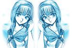  2girls aoi_minatsuki blue clone glasses hairband kobayakawa_rinko love_plus monochrome multiple_girls school_uniform serafuku short_hair sketch 