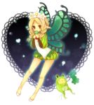  blonde_hair blush braid butterfly_wings choker clover fairy flower frog hair_flower hair_ornament mercedes odin_sphere pointy_ears red_eyes twin_braids wings 