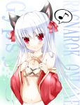  bare_shoulders cat_ears gypsy_(ragnarok) gypsy_(ragnarok_online) hoshikuzu navel ragnarok_online red_eyes silver_hair whip 