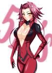  bikesuit blush body_blush bodysuit breasts cleavage izayoi_aki large_breasts pizaya red_hair redhead s_tanly short_hair slender solo yellow_eyes yu-gi-oh! yugioh_5d&#039;s yuu-gi-ou yuu-gi-ou_5d's 