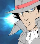  artist_request blue_eyes cyborg gadget hat inspector_gadget lowres male oekaki solo trench_coat trenchcoat 