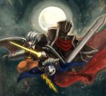  armor black_knight cape claus crossover fire_emblem fire_emblem:_souen_no_kiseki fire_emblem_path_of_radiance full_armor gloves helmet highres kirby_(series) mask meta_knight mother_(game) mother_3 nintendo piranosuke sword weapon yellow_eyes 