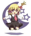  blonde_hair chibi fang outstretched_arms red_eyes rumia short_hair solo spread_arms star touhou wagahai_hakushyaku 