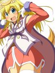  anise_tatlin anise_tatlin_(cosplay) blonde_hair blush cosplay green_eyes mirano patty_fleur solo tales_of_(series) tales_of_vesperia thighhighs 