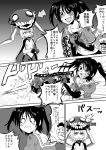  1boy admiral_(kantai_collection) bodysuit comic crying crying_with_eyes_open gloves kantai_collection long_hair meran-yo monochrome pale_skin sendai_(kantai_collection) shinkaisei-kan short_hair tears translation_request two_side_up wo-class_aircraft_carrier 