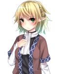  1girl arm_warmers blonde_hair blush green_eyes looking_at_viewer mizuhashi_parsee pointy_ears scarf shirt short_sleeves solo toku_0012 touhou 