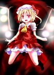  1girl blonde_hair flandre_scarlet highres lilish red_eyes short_hair side_ponytail solo touhou wings 
