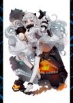  1girl airplane dress highres holding horns kantai_collection long_hair looking_at_viewer machinery miemia mittens northern_ocean_hime open_mouth red_eyes white_dress white_hair white_skin 