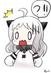  /\/\/\ 0_0 1girl absurdres ahoge blush_stickers chibi highres horns kantai_collection long_hair looking_at_viewer mittens northern_ocean_hime open_mouth pale_skin ron_(hengyep) silver_hair simple_background sketch solo surprised wavy_mouth white_background 