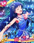  blue_hair character_name closed_eyes dress idolmaster idolmaster_million_live! kisaragi_chihaya long_hair microphone singing 