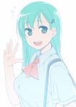  1girl blue_hair himura_kiseki kantai_collection long_hair school_uniform simple_background smile solo suzuya_(kantai_collection) white_background 