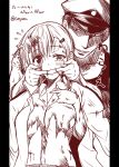  1boy 1girl admiral_(kantai_collection) breasts comic crying crying_with_eyes_open forced_smile hat kantai_collection monochrome peaked_cap school_uniform serafuku suzuya_(kantai_collection) tears torn_clothes translated yua_(checkmate) 
