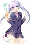  1girl blazer controller game_controller long_hair new_game! open_mouth purple_hair school_uniform skirt solo suzukaze_aoba twintails udk violet_eyes wrapped_up 
