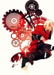  1boy archer covering_face dark_skin fate/stay_night fate_(series) gears highres impaled kuriiro_benishi solo sword unlimited_blade_works weapon white_hair 
