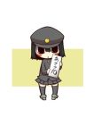  1girl :x blush blush_stickers calligraphy hat kantai_collection lowres military military_uniform short_hair solo uniform zannen_na_hito 
