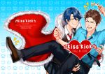 1boy 1girl blue_hair brown_eyes brown_hair cape carrying crown english gekkan_shoujo_nozaki-kun green_eyes hetero hori_masayuki kanapy kashima_yuu necktie open_mouth princess_carry reverse_trap school_uniform smile