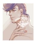  1boy diamond earrings gem higashikata_jousuke jewelry jojo_no_kimyou_na_bouken kijinkutsu pompadour purple_hair solo violet_eyes 