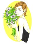  1girl brown_hair celandine character_request eyelashes flower ping_pong_(manga) short_hair solo tagme 
