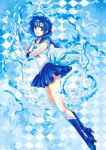  bishoujo_senshi_sailor_moon blue_eyes blue_hair choker gloves magical_girl mizuno_ami sailor_mercury seifuku short_hair 