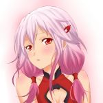  1girl breasts center_opening cleavage guilty_crown hair_ornament hairclip long_hair looking_at_viewer open_mouth pink_hair red_eyes solo twintails yuzuriha_inori 