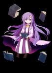  1girl black_background book crescent_hair_ornament hair_ornament haruto_(hirokazu1001) highres long_hair patchouli_knowledge purple_hair solo touhou very_long_hair violet_eyes 